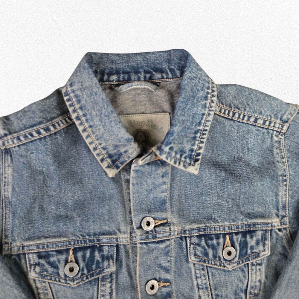 90s Vintage Arizona Classic Blue Wash Big Ring Denim Trucker Jacket Size Medium - Picture 3 of 7